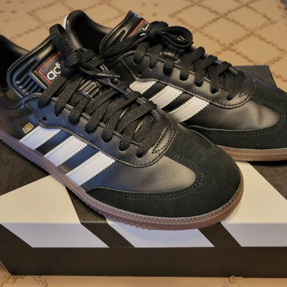 adidas Samba Sneakers - Black & White with Gum Sole - Picture 2 of 4